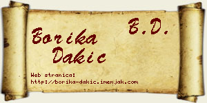Borika Dakić vizit kartica